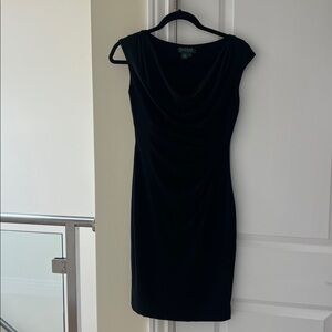 Ralph Lauren Black Cowl Neck Midi Dress